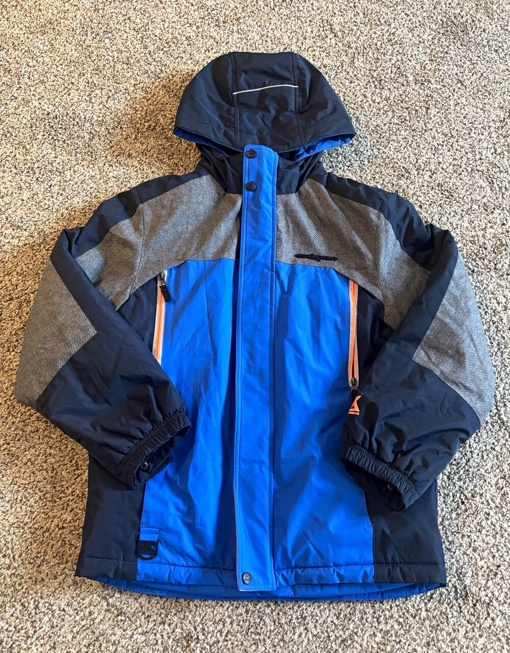 ZeroXposur Boys L Lapis Colorblock Ski Jacket Hooded Full Zip Blue Gray